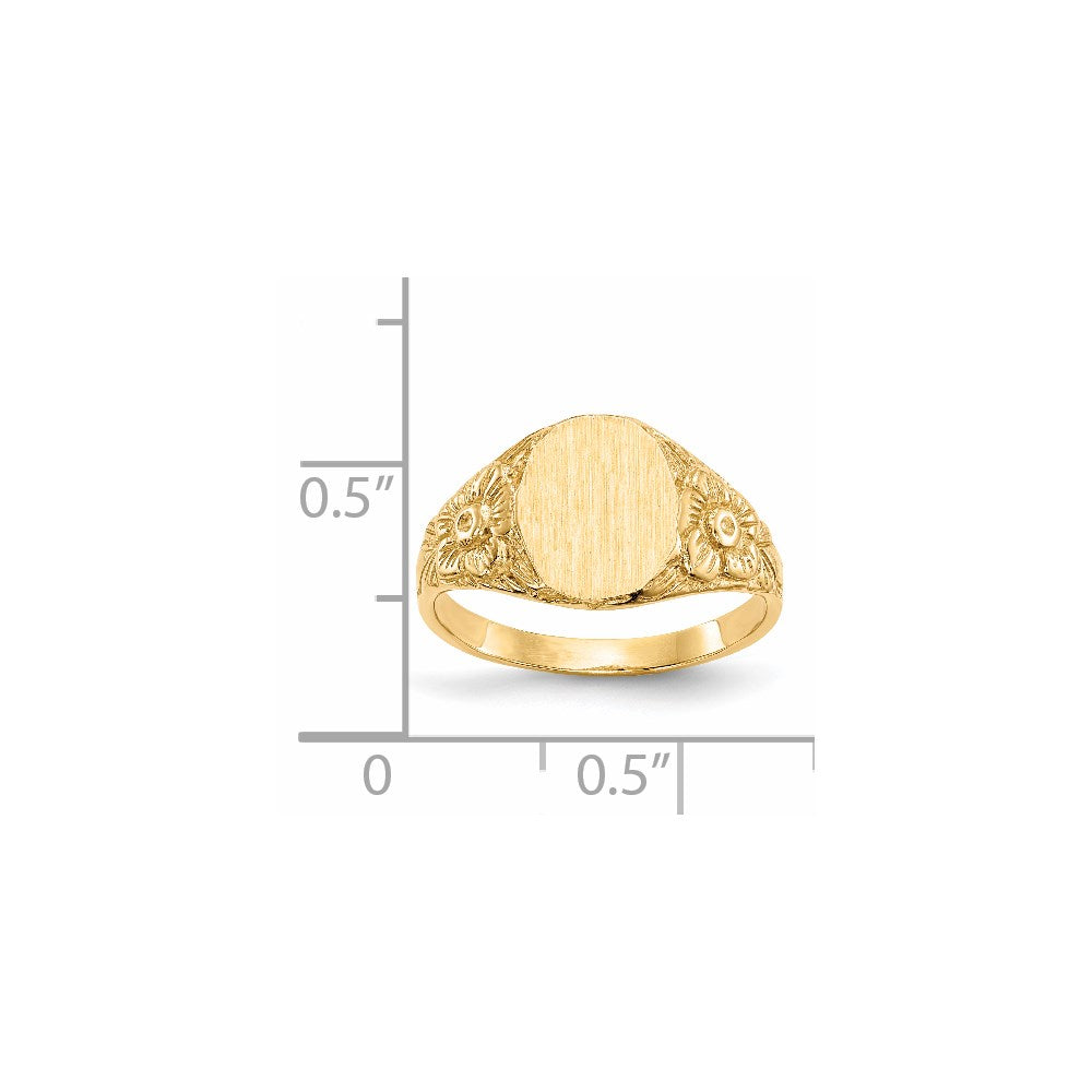 14K Gelbgold Siegelring, 10,0x8,0 mm, geschlossene Fassung