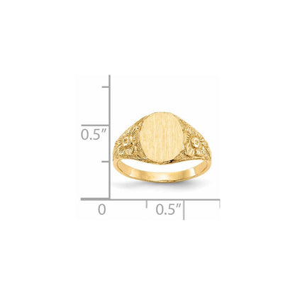 14K Gelbgold Siegelring, 10,0x8,0 mm, geschlossene Fassung
