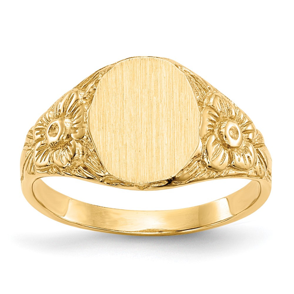 14K Gelbgold Siegelring, 10,0x8,0 mm, geschlossene Fassung