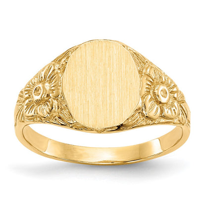 14K Gelbgold Siegelring, 10,0x8,0 mm, geschlossene Fassung