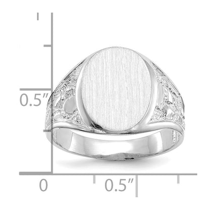 14K Weißgold Herren-Siegelring mit offener Rückseite, 15,0x11,5 mm