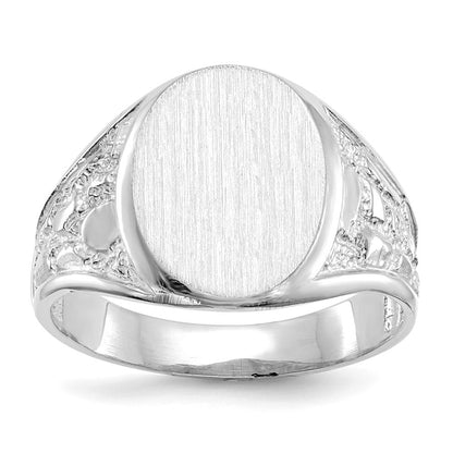14K Weißgold Herren-Siegelring mit offener Rückseite, 15,0x11,5 mm