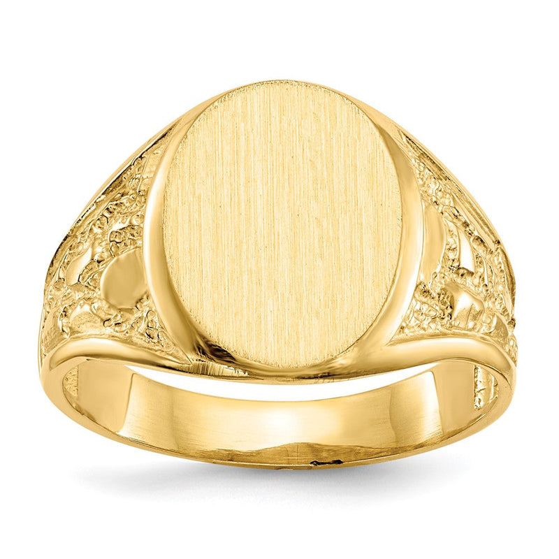 10K Gelbgold 10ky 15.0x11.5mm Offen Rückseite Herren Siegel Ring
