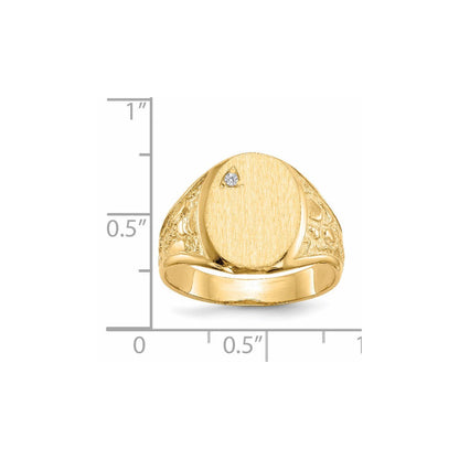 14K Gelbgold 15,0x11,0mm Herren-Siegelring mit offener Fassung und natürlichem Diamant, VS