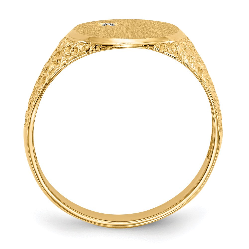14 Karat Gelbgold 16,0x12,0 mm A Echter Diamant Herren-Siegelring mit offener Fassung