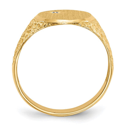 14 Karat Gelbgold 16,0x12,0 mm A Echter Diamant Herren-Siegelring mit offener Fassung