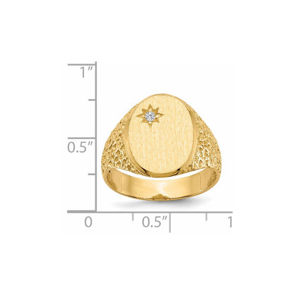 14 Karat Gelbgold 16,0x12,0 mm A Echter Diamant Herren-Siegelring mit offener Fassung