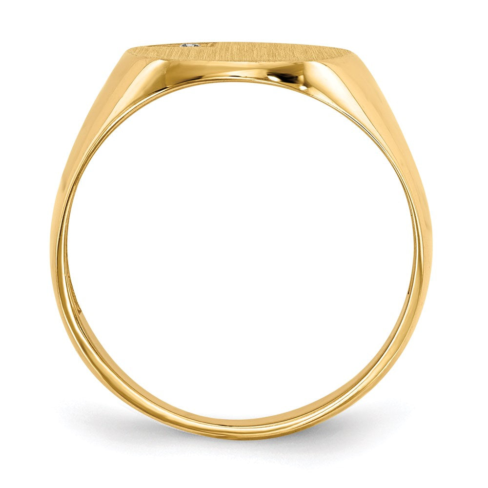 14K Gelbgold 17,0x13,0mm Herren-Siegelring mit offener Fassung und echtem Diamant