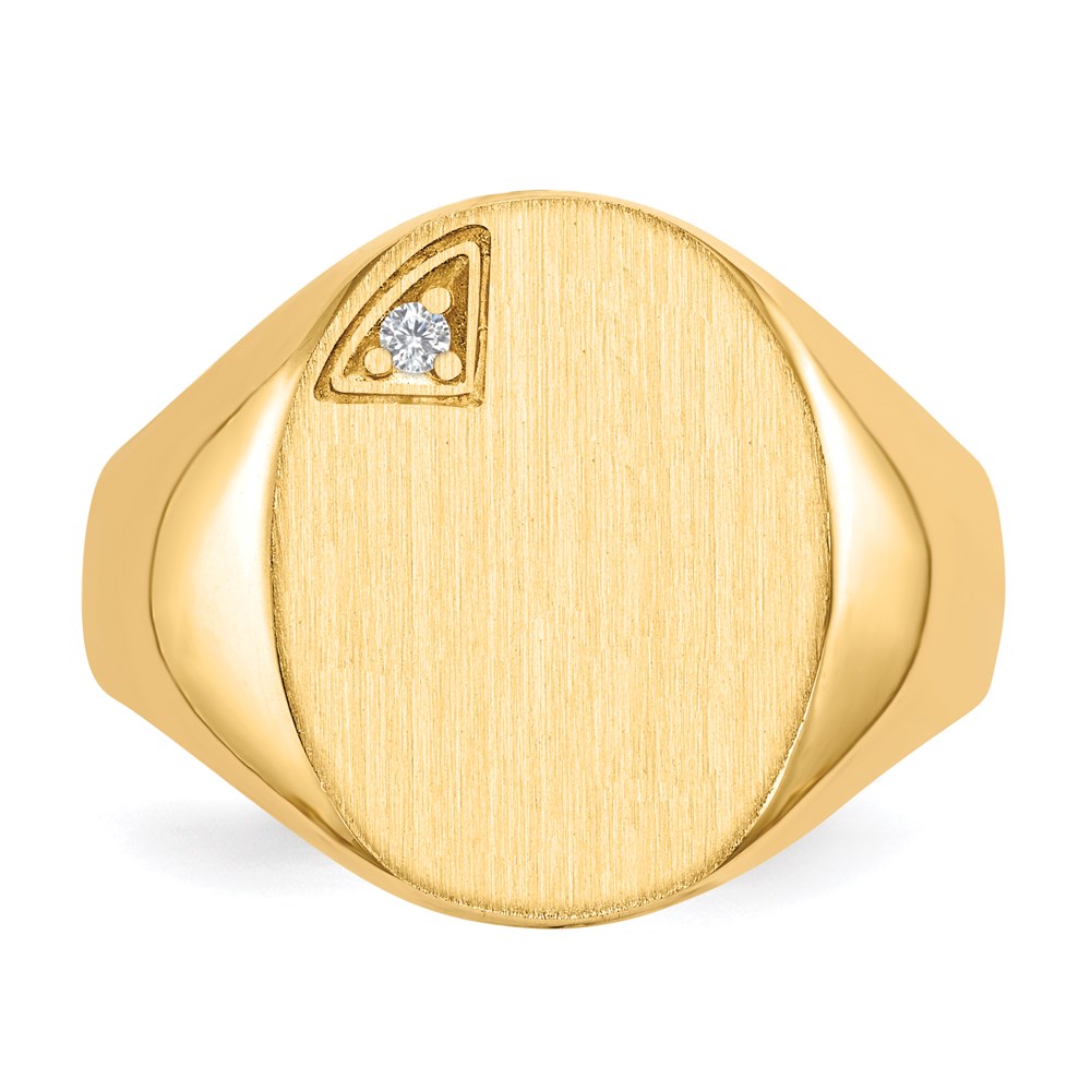 14K Gelbgold 17,0x13,0mm Herren-Siegelring mit offener Fassung und echtem Diamant