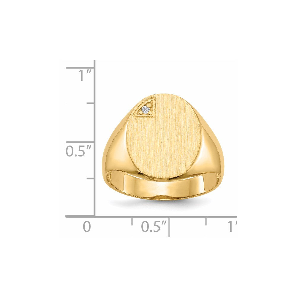 14K Gelbgold 17,0x13,0mm Herren-Siegelring mit offener Fassung und echtem Diamant