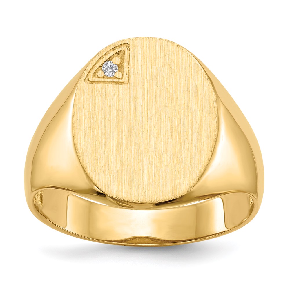 14K Gelbgold 17,0x13,0mm Herren-Siegelring mit offener Fassung und echtem Diamant