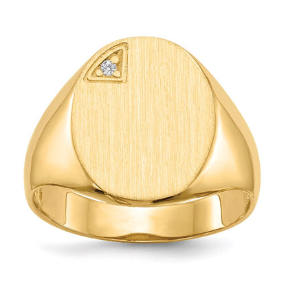 14K Gelbgold 17,0x13,0mm Herren-Siegelring mit offener Fassung und echtem Diamant