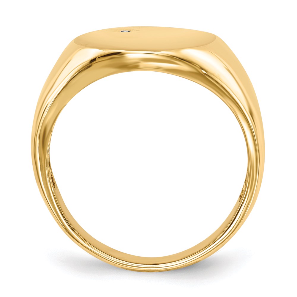 14 Karat Gelbgold 17,0 x 15,0 mm Herren-Siegelring mit offener Fassung und natürlichen Diamanten AA