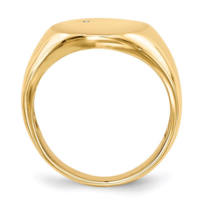 14K Gelbgold 17,0x15,0mm Herren-Siegelring mit offener Fassung und natürlichem Diamant