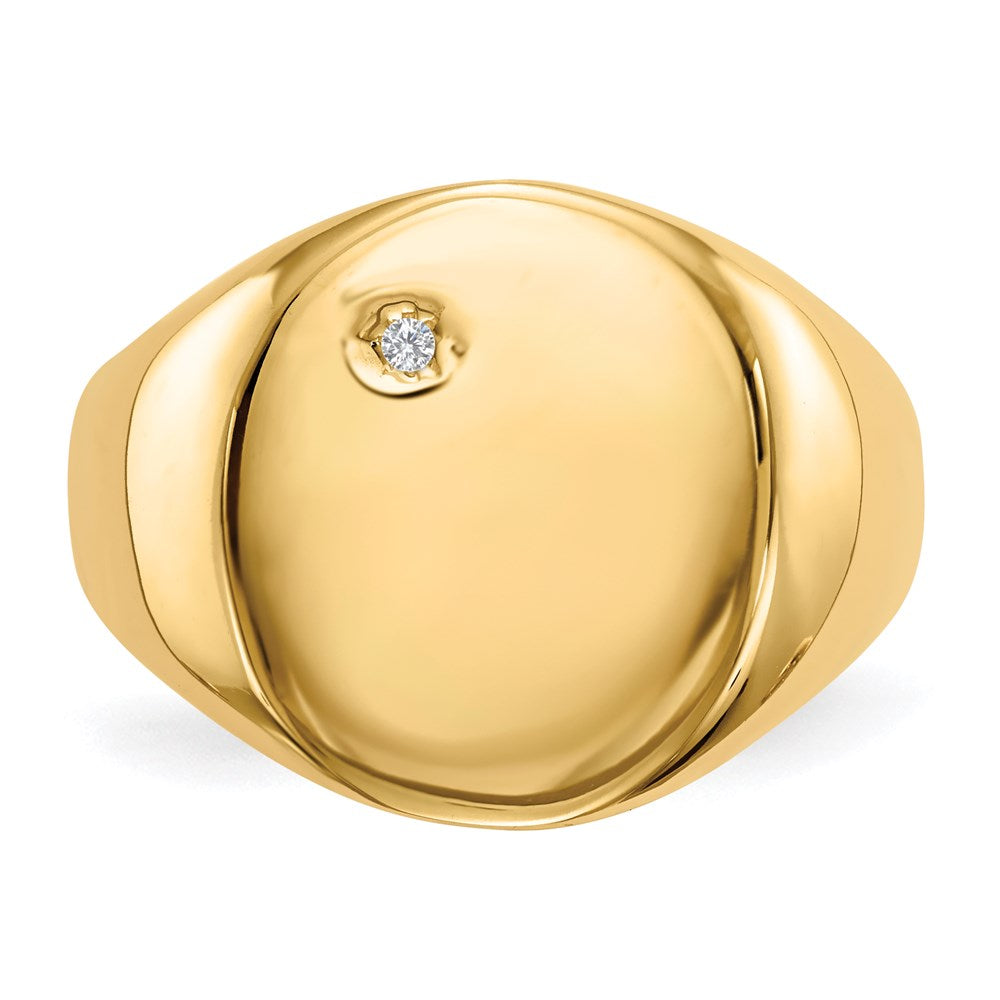 14K Gelbgold 17,0x15,0mm Herren-Siegelring mit offener Fassung und natürlichem Diamant