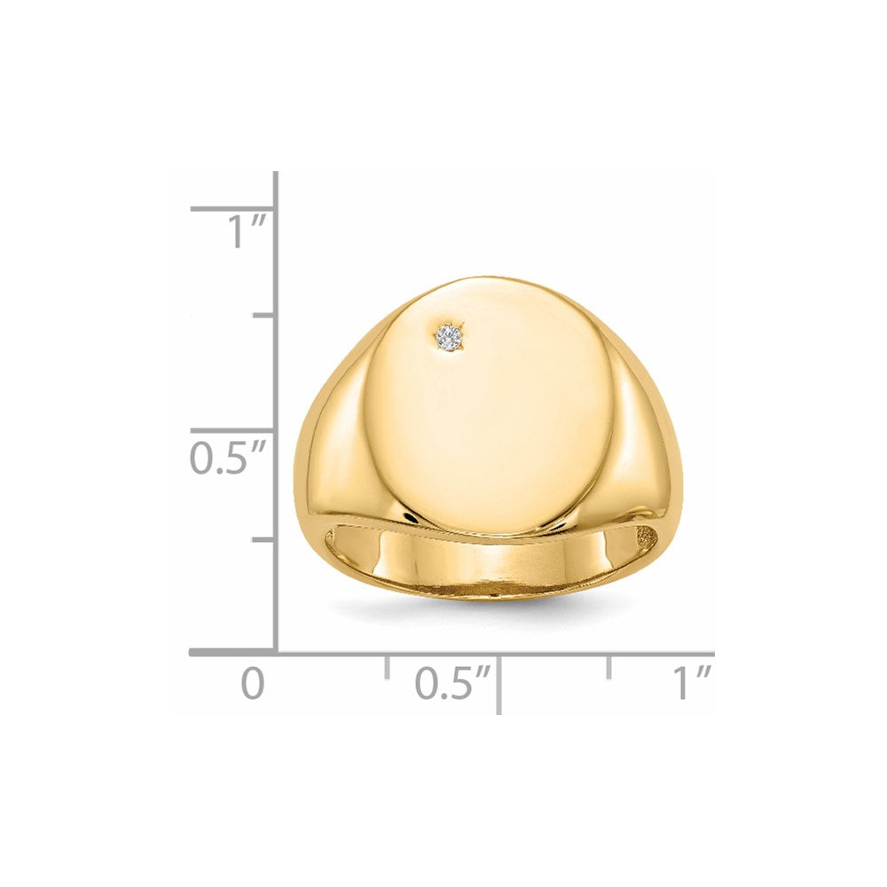 14K Gelbgold 17,0x15,0mm Herren-Siegelring mit offener Fassung und natürlichem Diamant
