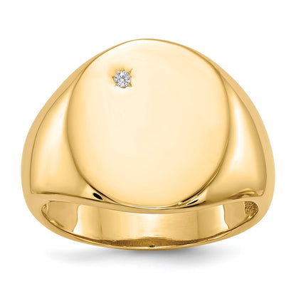 14K Gelbgold 17,0x15,0 mm Herren-Siegelring mit natürlichem Diamant in offener Fassung