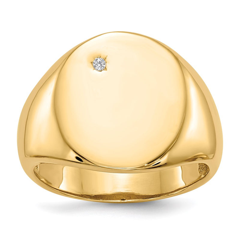 14K Gelbgold Siegelring für Herren mit natürlichem Diamant, offene Fassung, 17,0x15,0 mm, VS