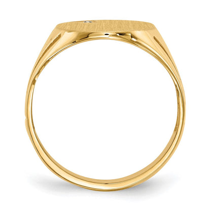 14K Gelbgold 16,0x14,0mm Herren-Siegelring mit offener Fassung und echtem VS Diamanten