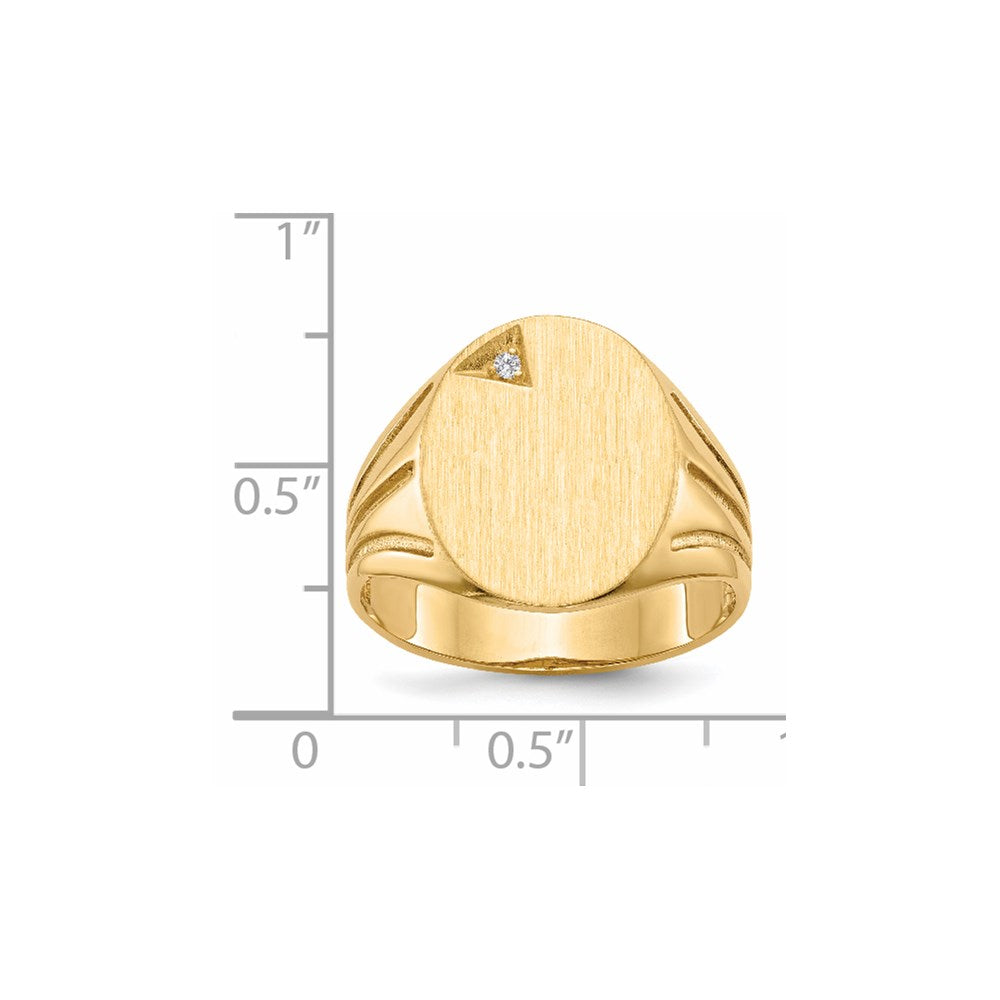 14K Gelbgold 16,0x14,0mm Herren-Siegelring mit offener Rückseite und echtem AAA-Diamanten