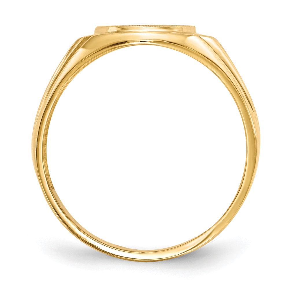 14K Gelbgold Siegelring für Herren mit offener Fassung, 13,5x10,0 mm, natürlichem Diamant, VS