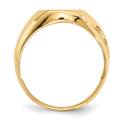 14K Gelbgold 14,0x11,5 mm Herren-Siegelring mit offener Fassung und natürlichem Diamant