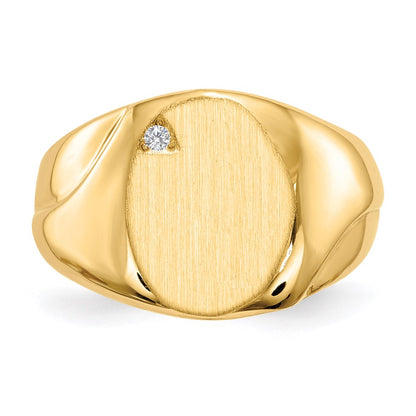 14K Gelbgold 14,0x11,5 mm Herren-Siegelring mit offener Fassung und natürlichem Diamant