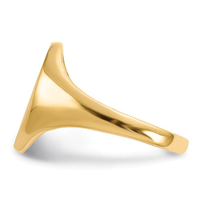 14K Gelbgold Siegelring mit geschlossenem Boden, 14,0x8,5 mm