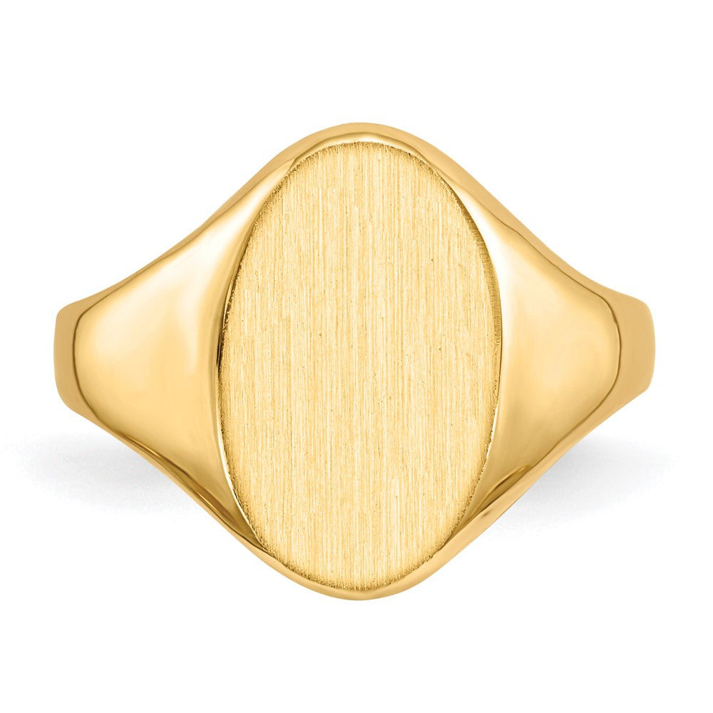 14K Gelbgold Siegelring mit geschlossenem Boden, 14,0x8,5 mm