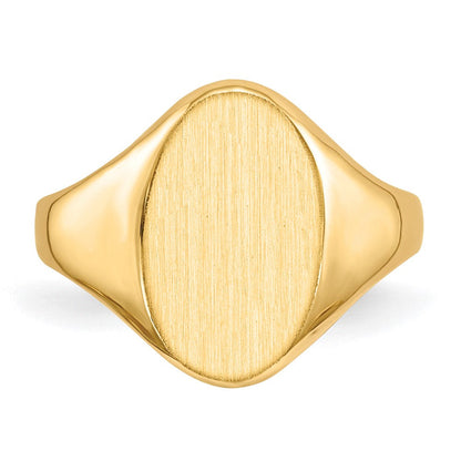 14K Gelbgold Siegelring mit geschlossenem Boden, 14,0x8,5 mm