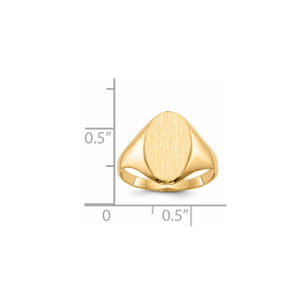 14K Gelbgold Siegelring mit geschlossenem Boden, 14,0x8,5 mm