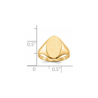 14K Gelbgold Siegelring mit geschlossenem Boden, 14,0x8,5 mm