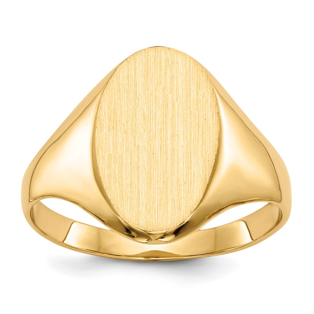 14K Gelbgold Siegelring mit geschlossenem Boden, 14,0x8,5 mm