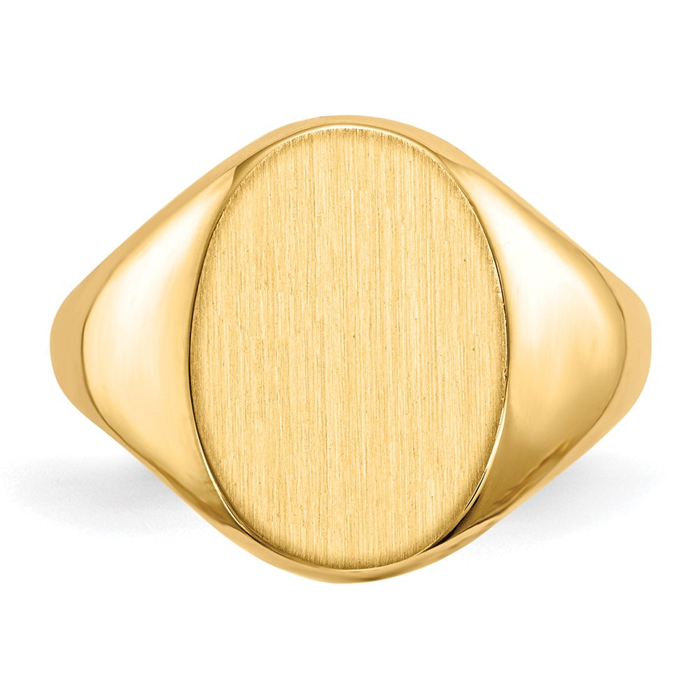 14K Weißgold Siegelring mit geschlossener Fassung, 13,0x10,0 mm