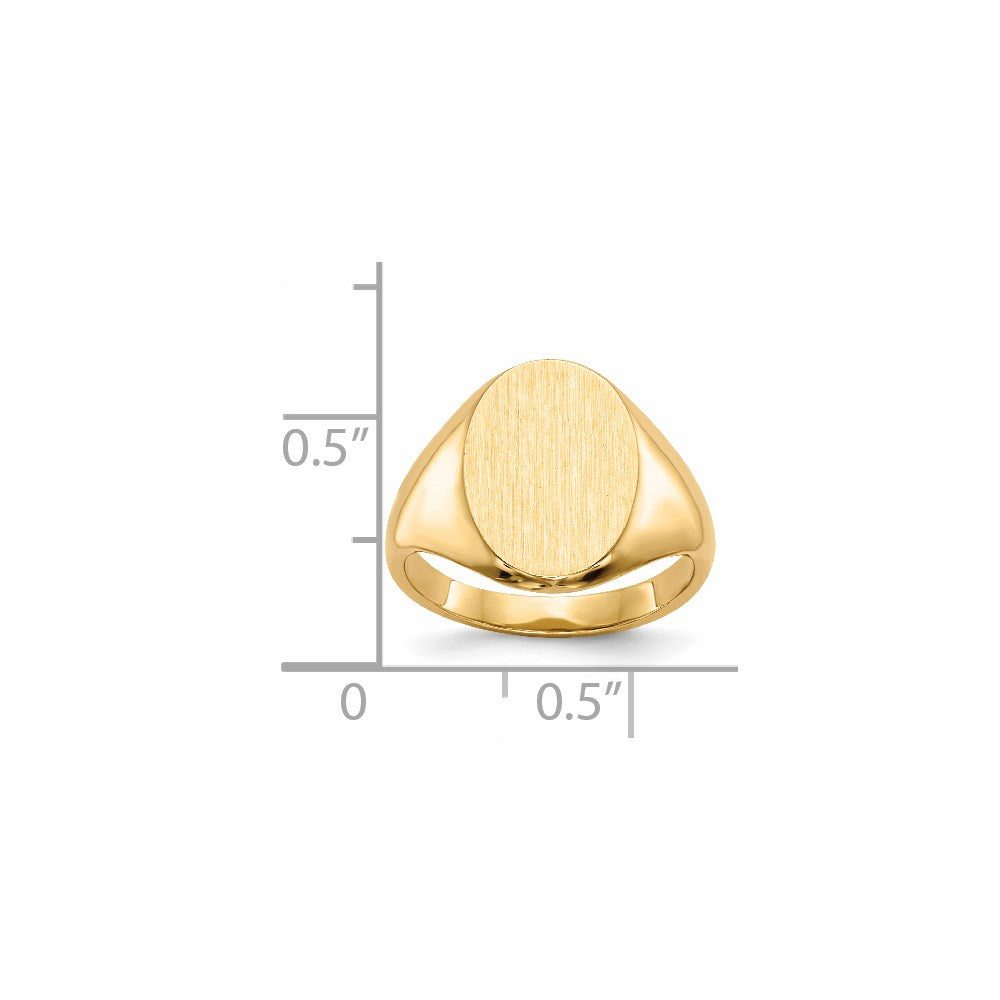 14K Gelbgold Siegelring mit geschlossener Rückseite, 13,0 x 10,0 mm