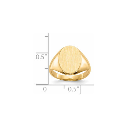14K Gelbgold Siegelring mit geschlossener Rückseite, 13,0 x 10,0 mm