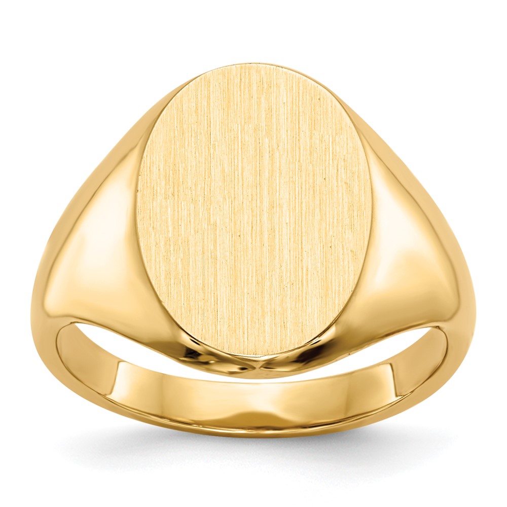 14K Weißgold Siegelring mit geschlossener Fassung, 13,0x10,0 mm