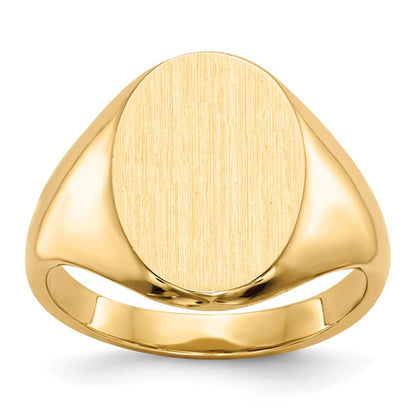 14K Weißgold Siegelring mit geschlossener Fassung, 13,0x10,0 mm