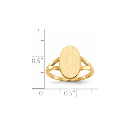 14K Gelbgold Siegelring mit geschlossener Rückseite, 13,5 x 8,5 mm