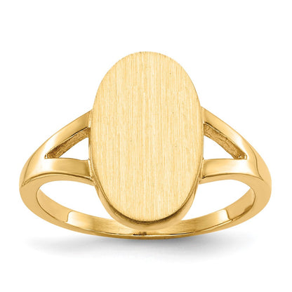 14K Gelbgold Siegelring mit geschlossener Rückseite, 13,5 x 8,5 mm