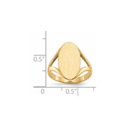 14K Gelbgold 16,5x9,0mm Siegelring mit geschlossener Fassung