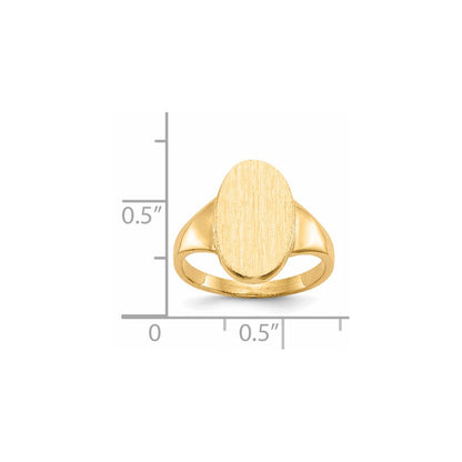 14K Gelbgold 14,5x9,0mm Siegelring mit geschlossener Fassung
