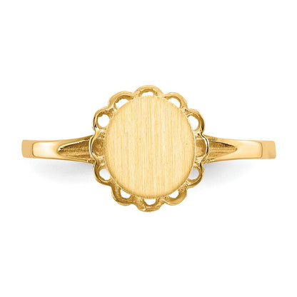 14K Gelbgold Siegelring mit offener Fassung, 7,0x6,5mm