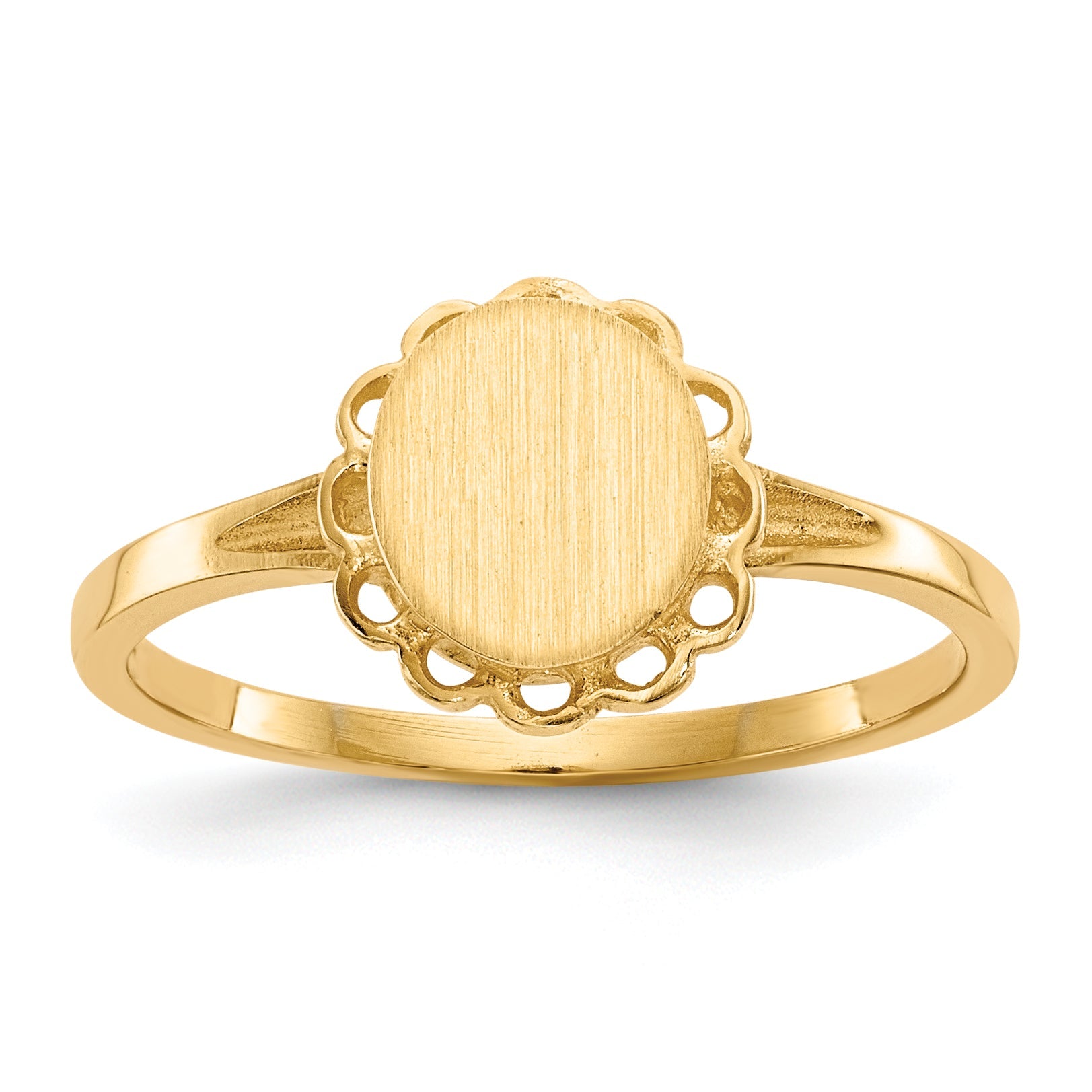 10K Gelbgold Siegelring mit offener Fassung, 7,0x6,5 mm