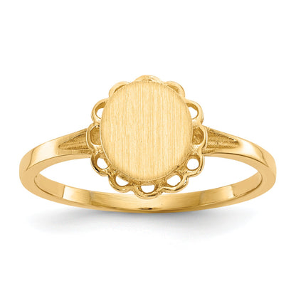 10K Gelbgold Siegelring mit offener Fassung, 7,0x6,5 mm