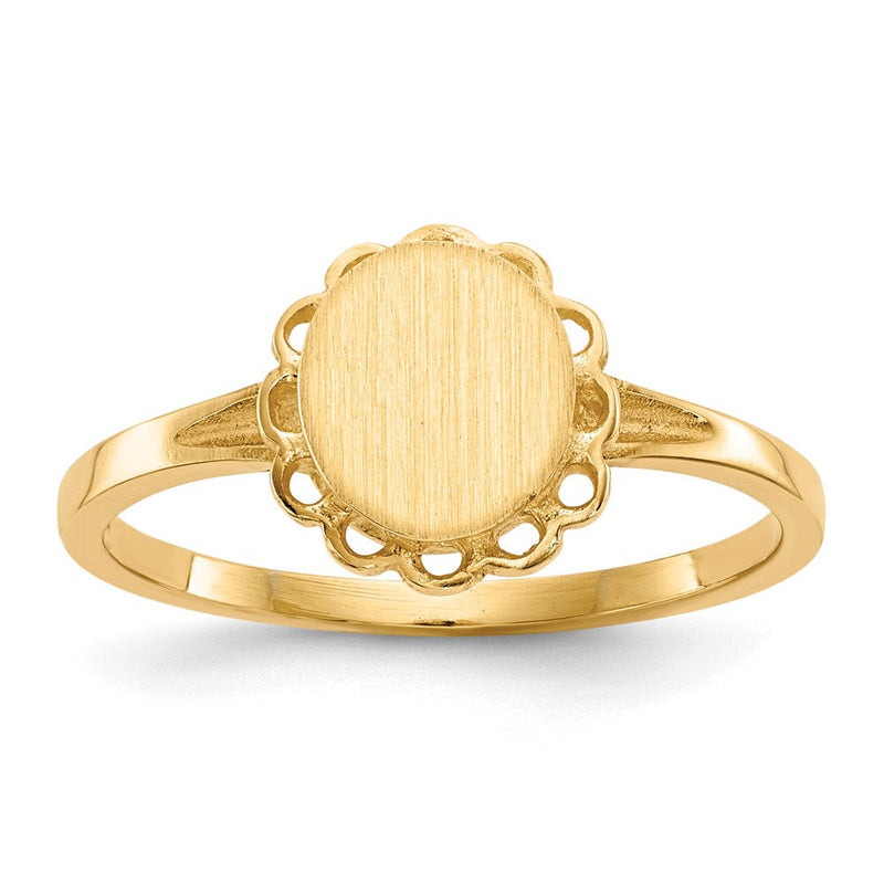 14K Gelbgold Siegelring mit offener Fassung, 7,0x6,5mm