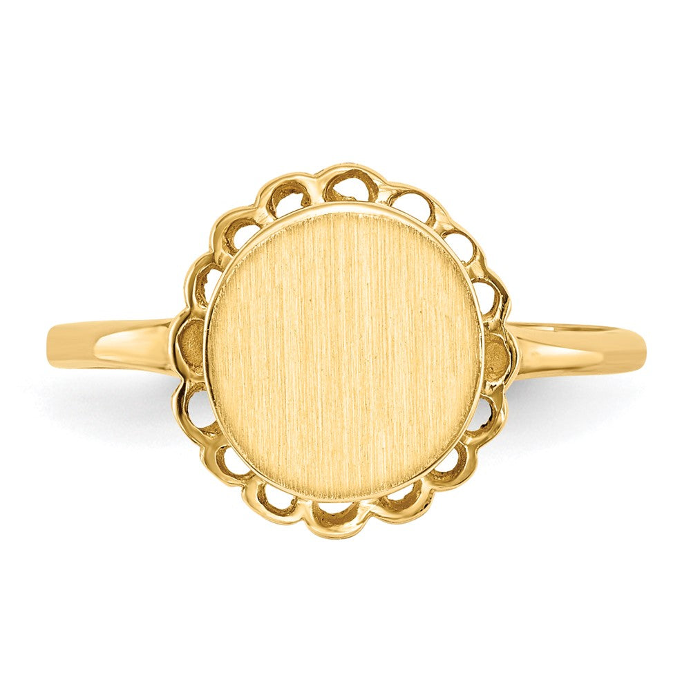 14K Gelbgold Siegelring mit offener Fassung, 9,0 x 8,5 mm