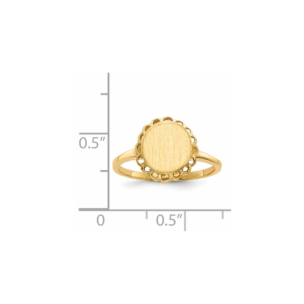 14K Gelbgold Siegelring mit offener Fassung, 9,0 x 8,5 mm