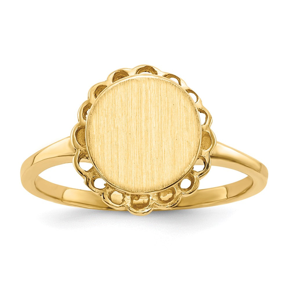 14K Gelbgold Siegelring mit offener Fassung, 9,0 x 8,5 mm