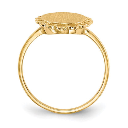 14K Gelbgold Siegelring mit offener Fassung, 12,0x9,0mm